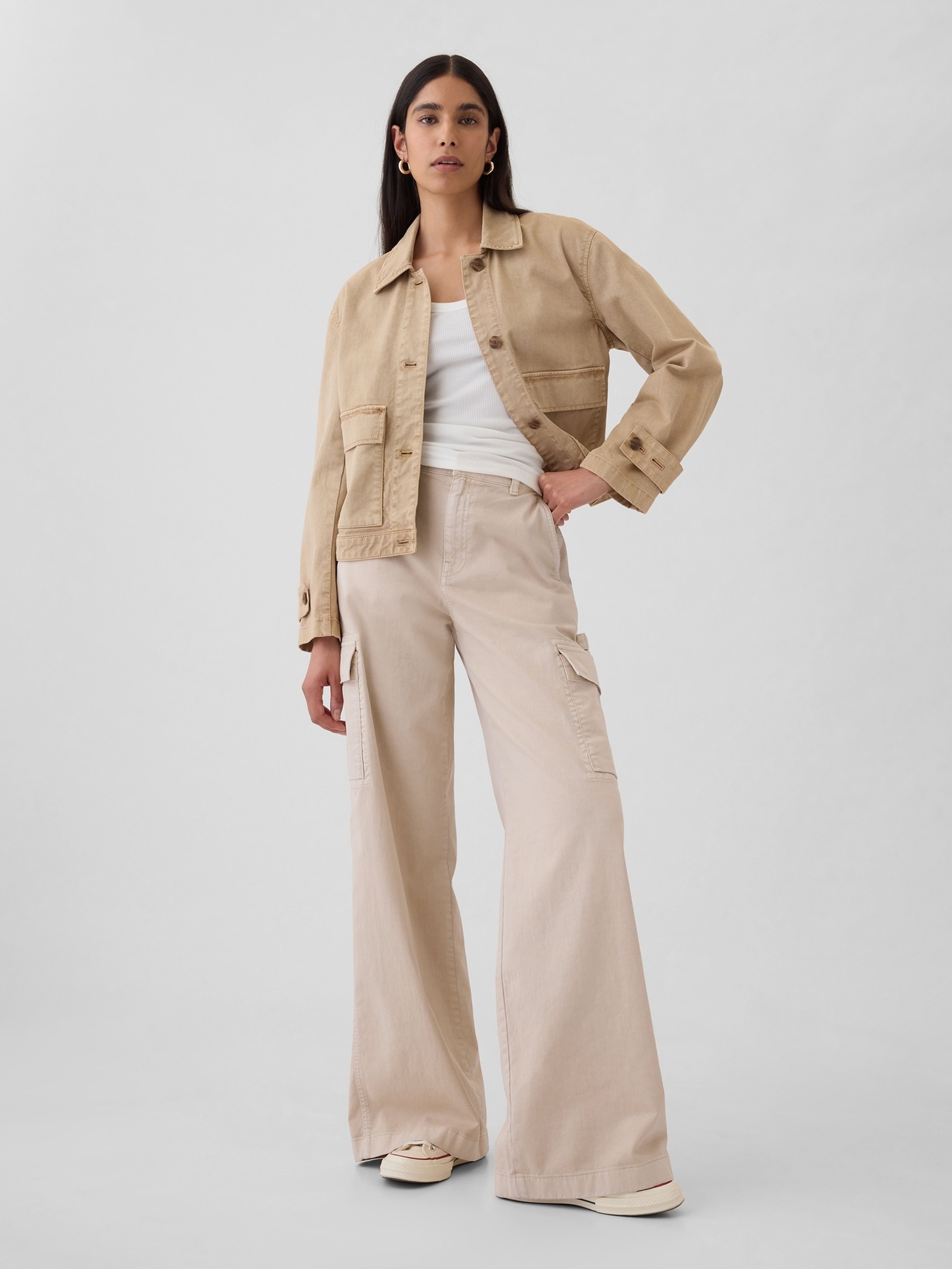 Baggy khaki Cargohose mit Taschen