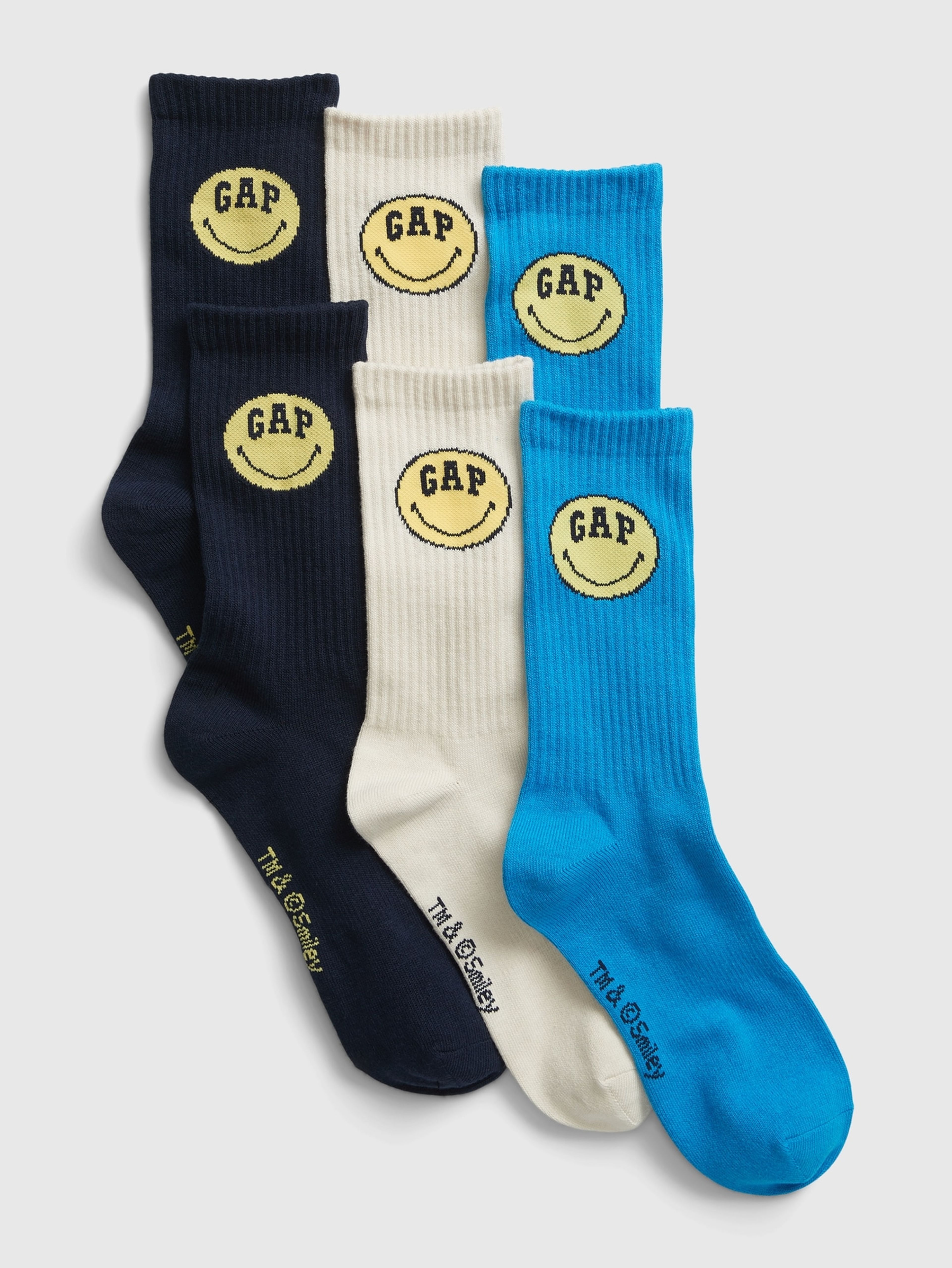 Ponožky GAP × SmileyWorld®, 3 páry