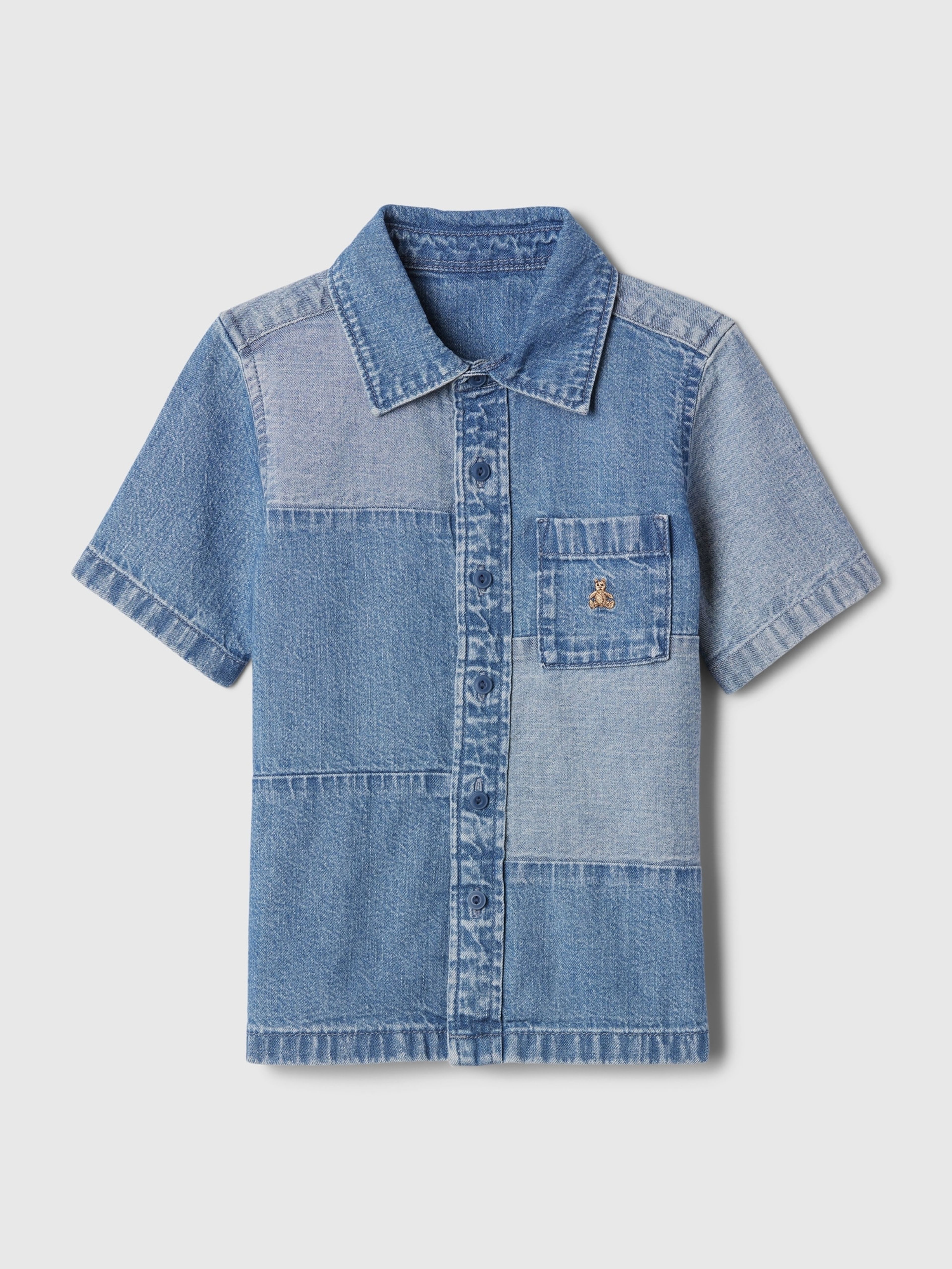 Detská džínsová košeľa patchwork
