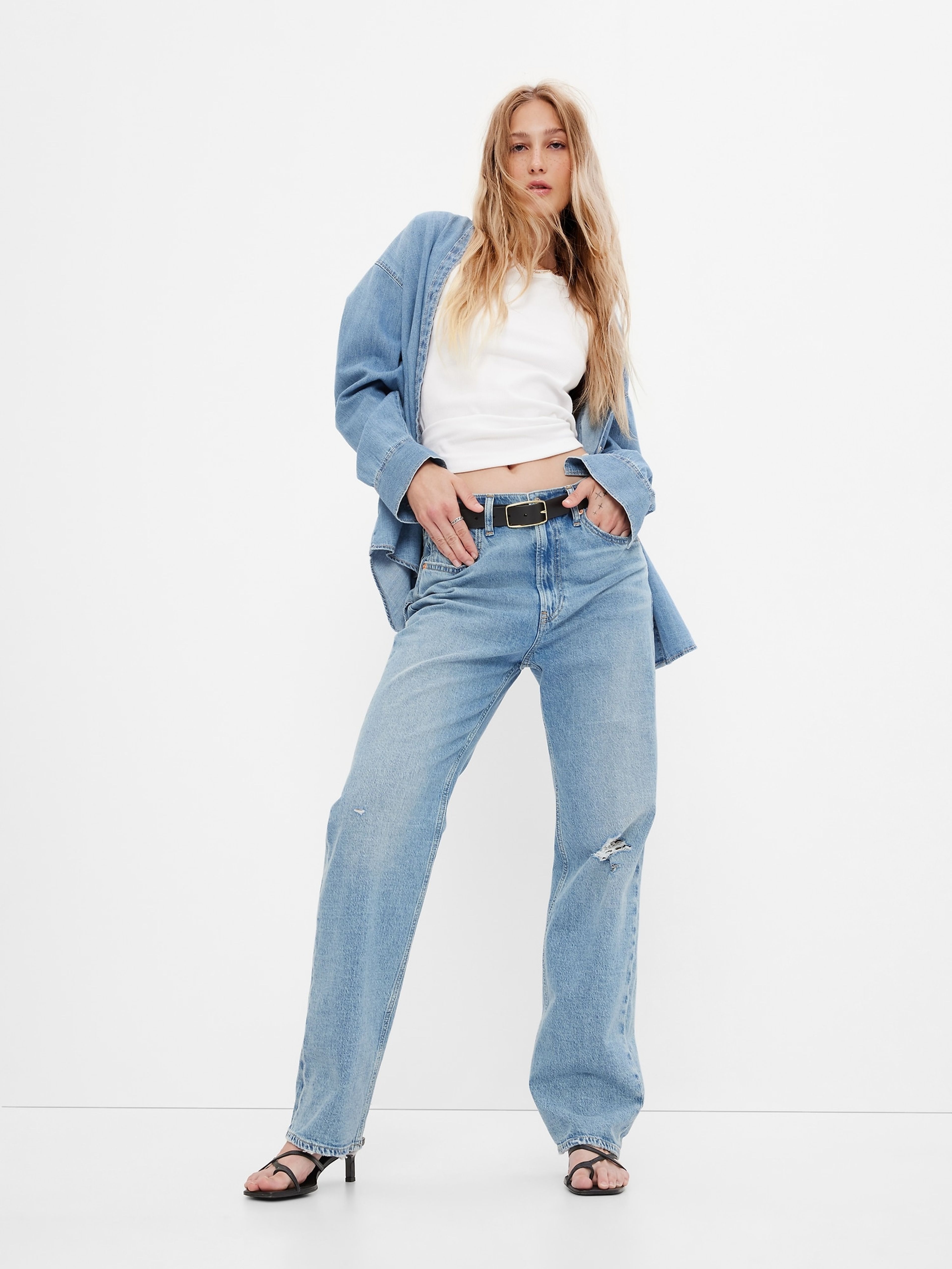 Jeansy '90s loose high rise organic