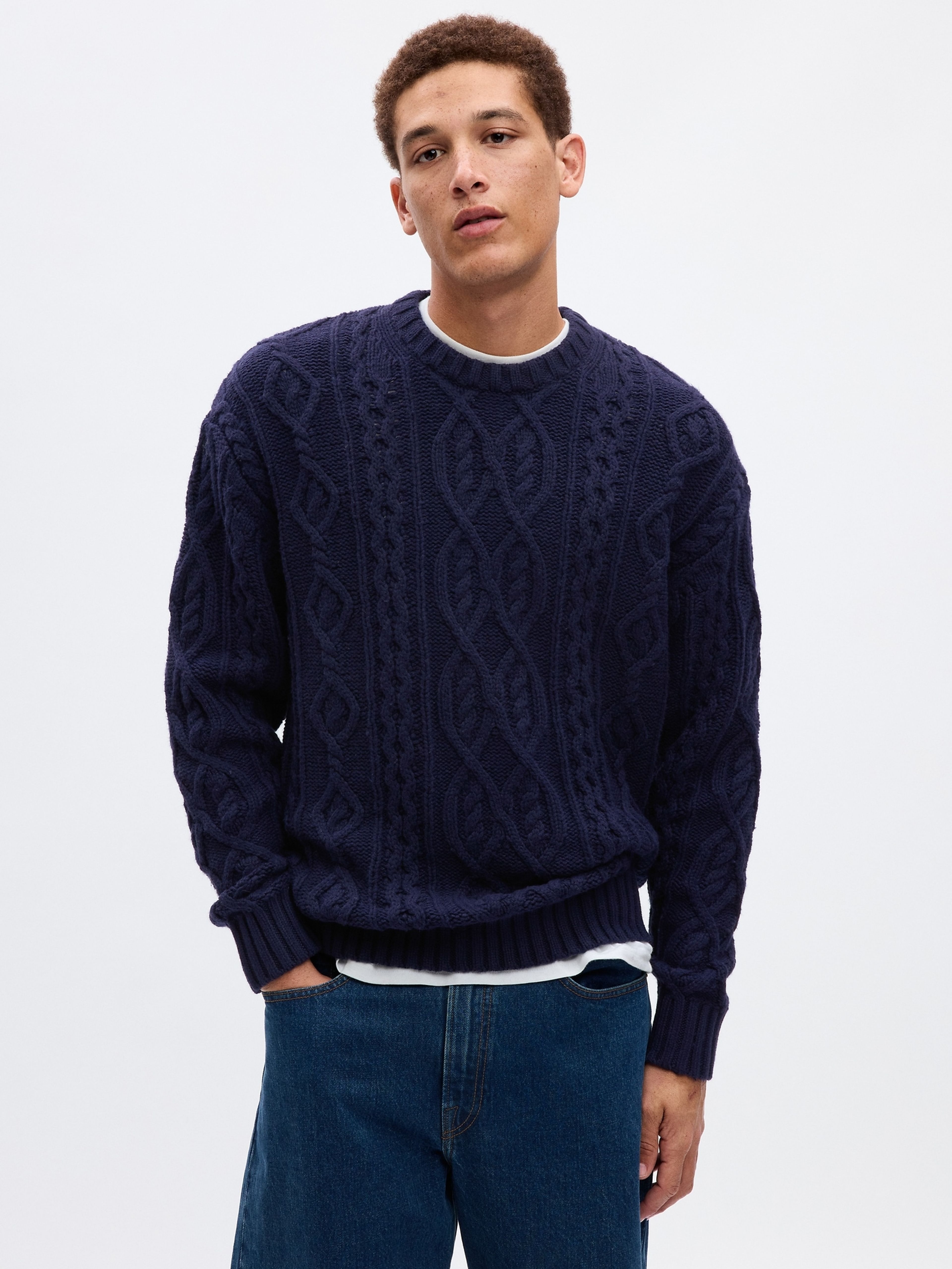 Pleciony sweter z dodatkiem wełny