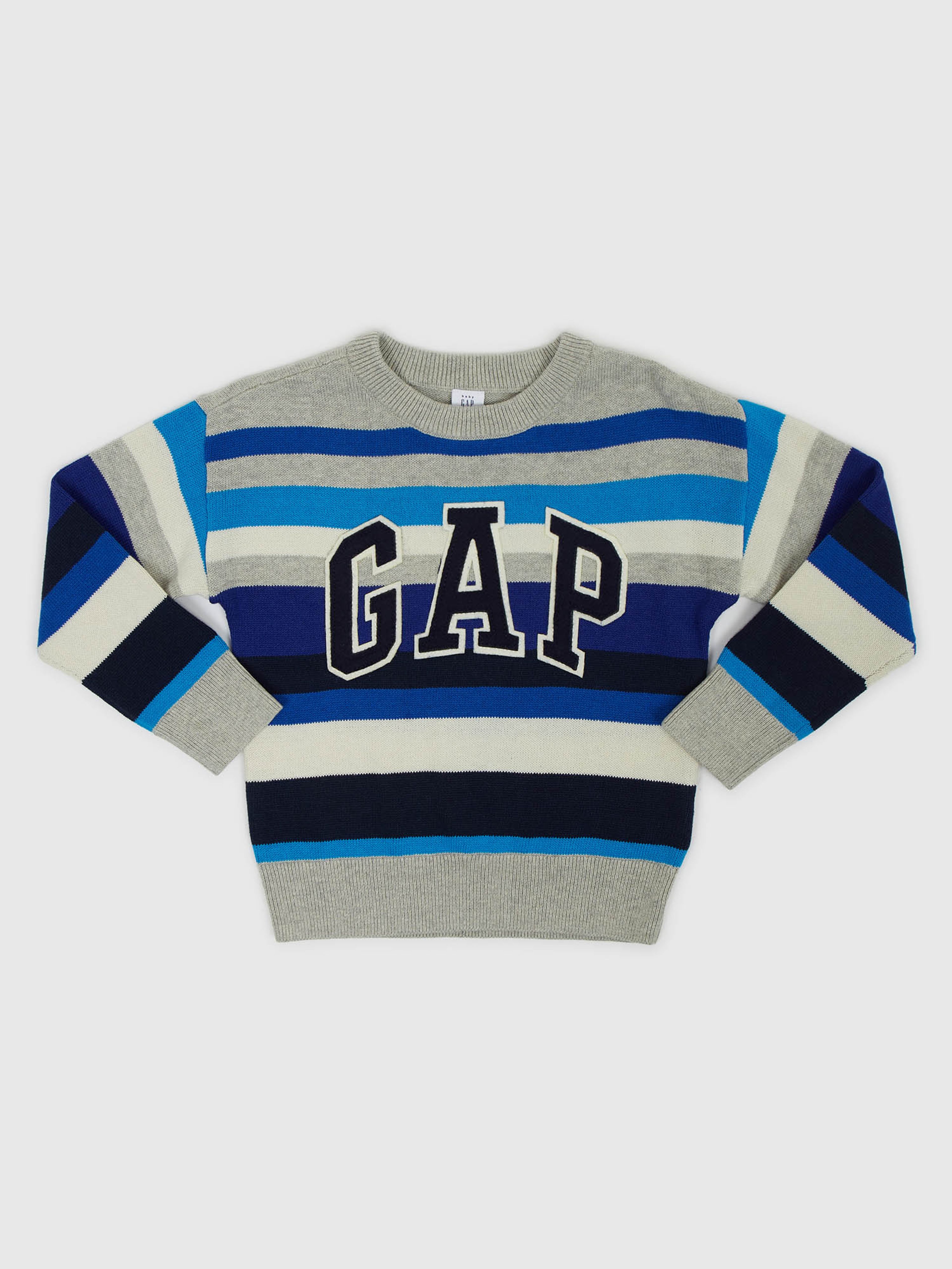 Detský pruhovaný sveter s logom