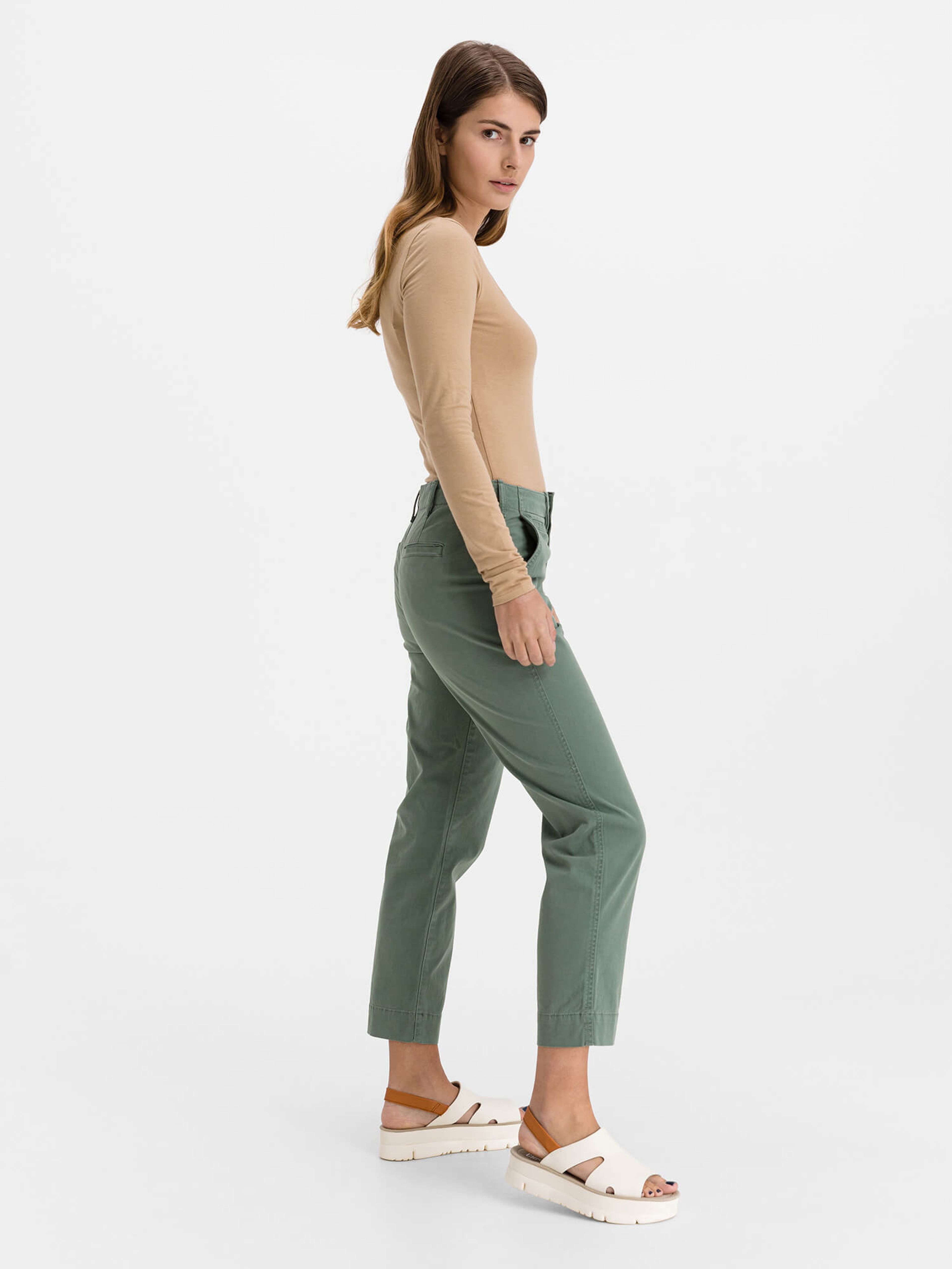 Hose straight khaki high rise