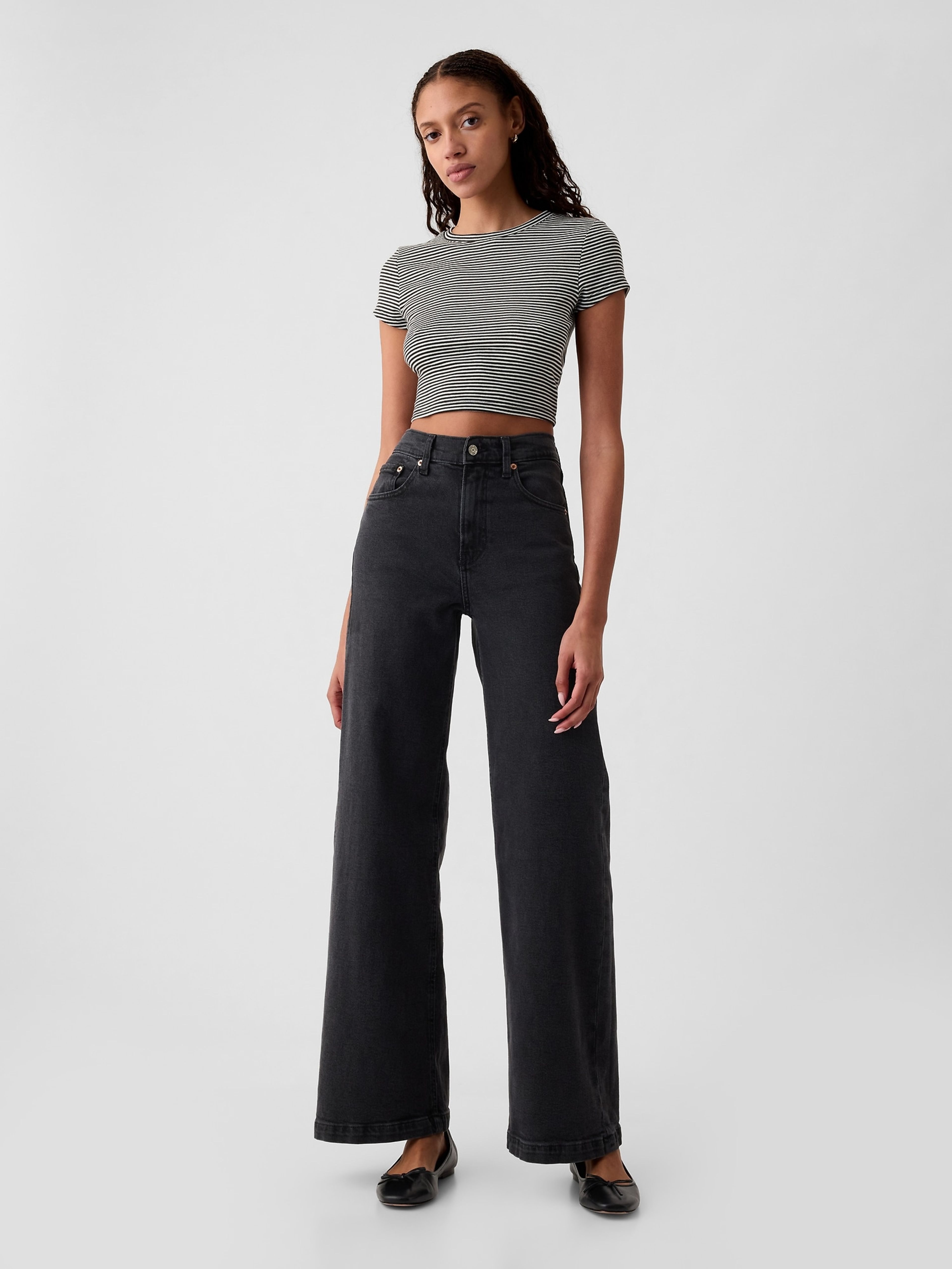 High Rise Stride Wide Jeans