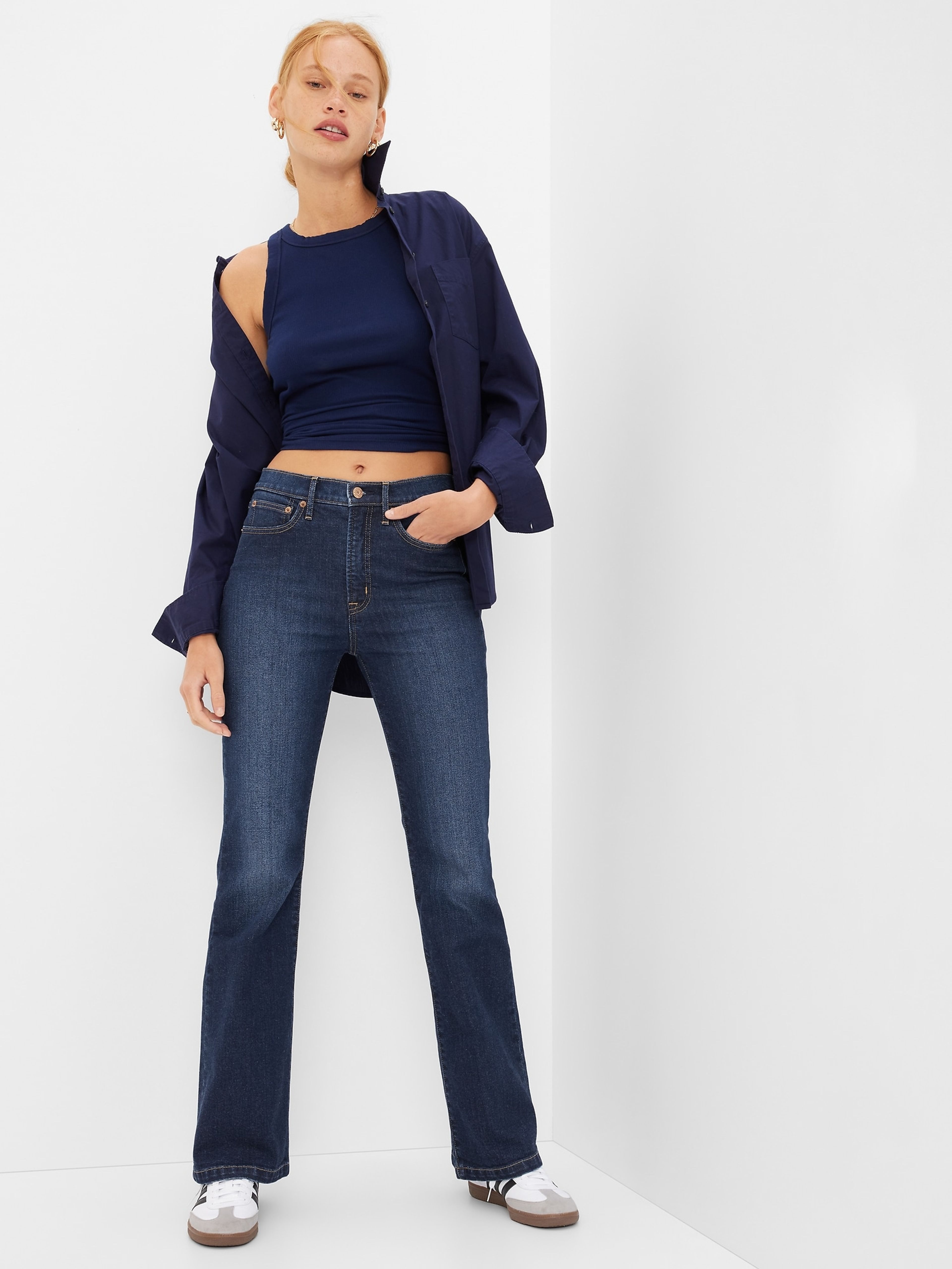 Jeansy high rise flare