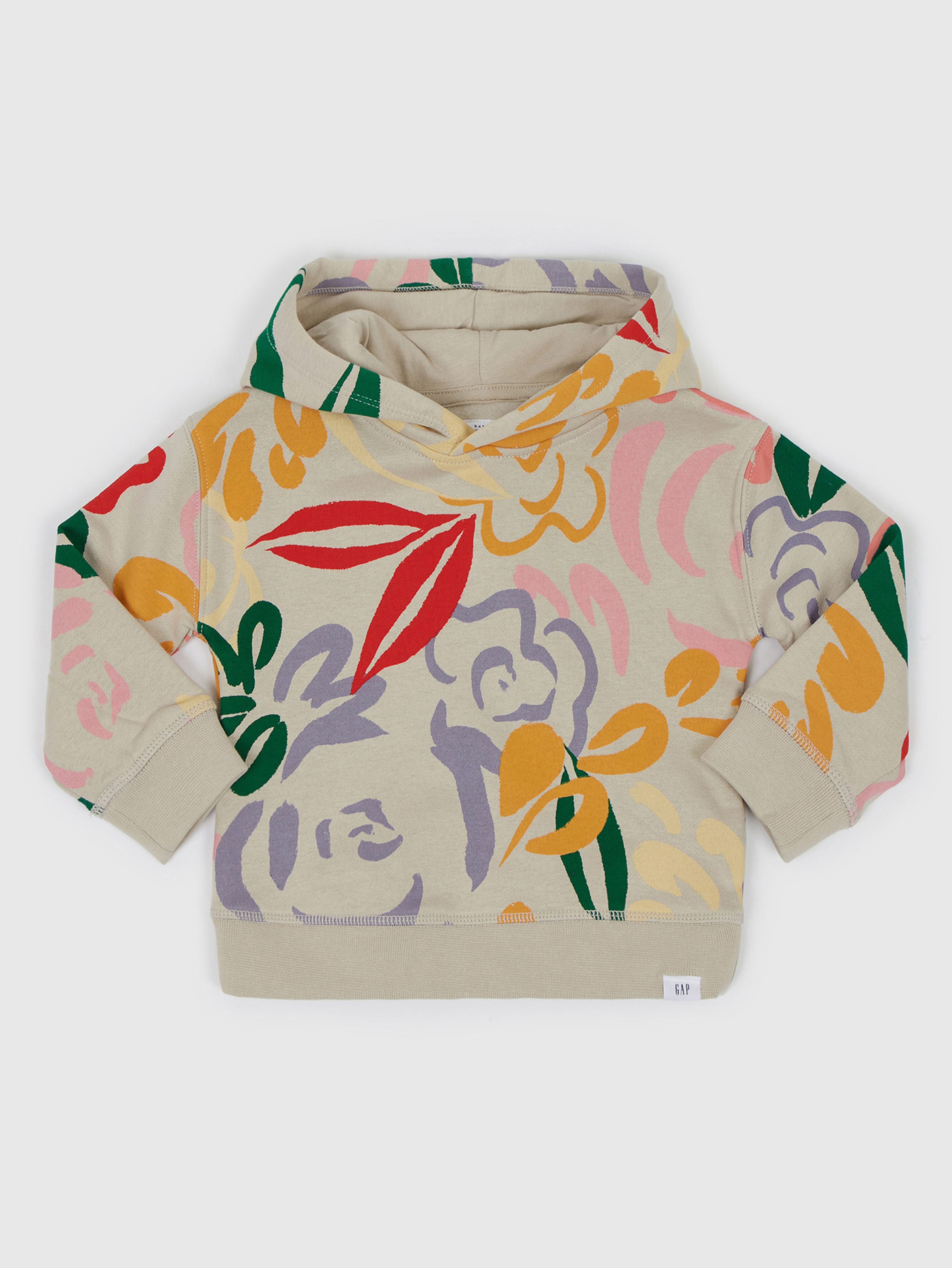 Kinder-Sweatshirt floral mit Kapuze