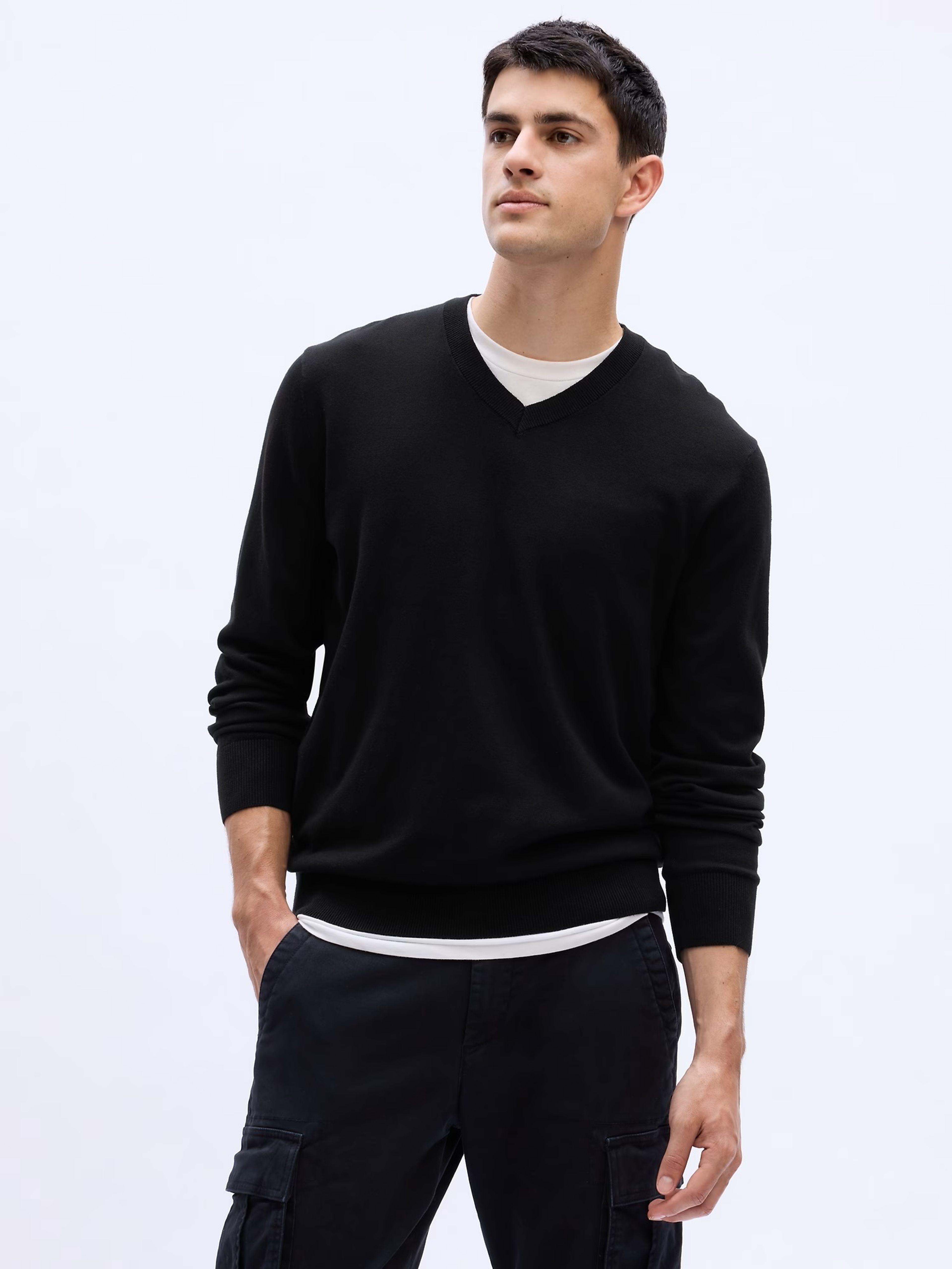 Pletený sveter s výstrihom V