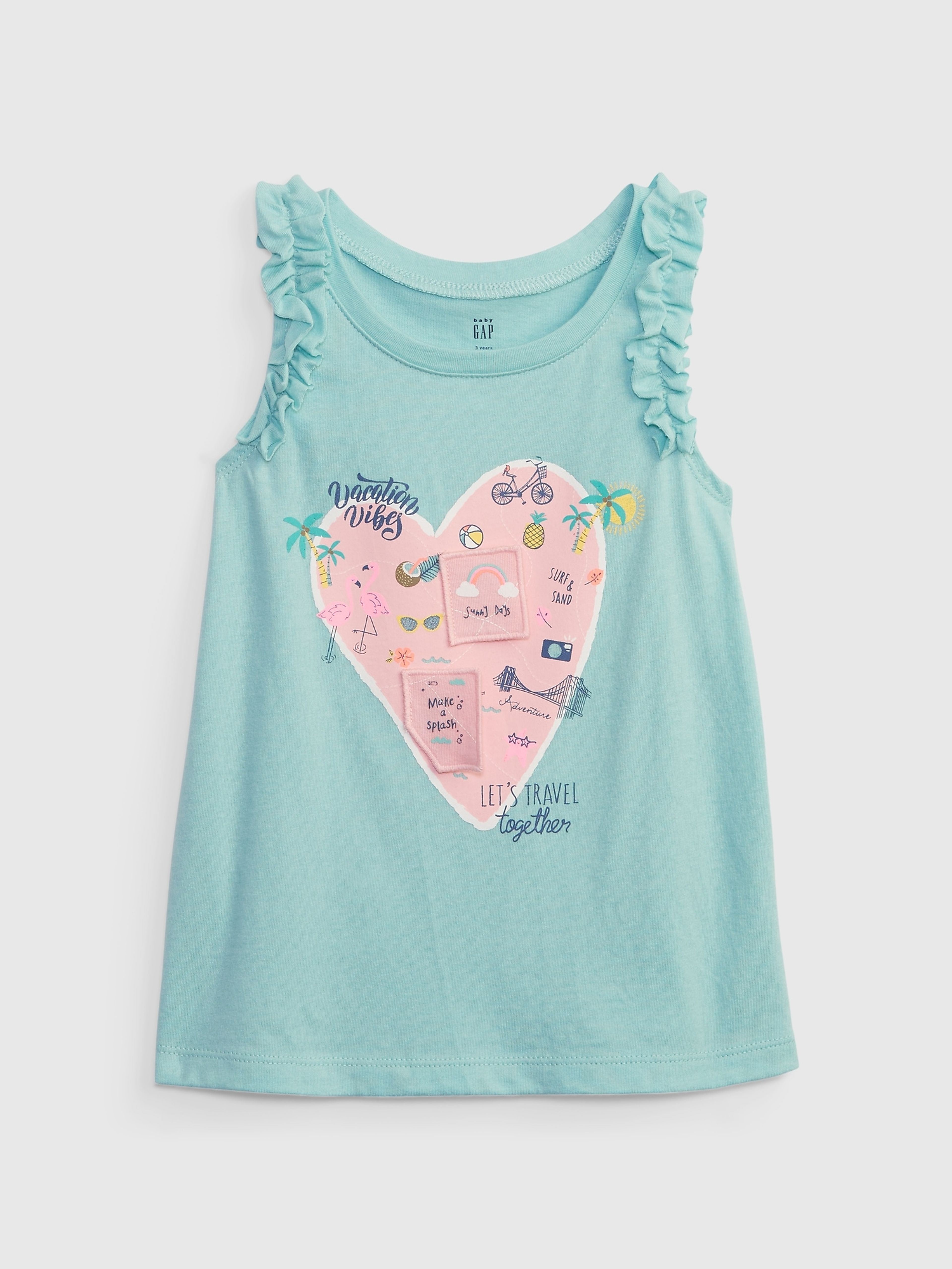 Koszulka dziecięca na ramiączkach z nadrukiem serca